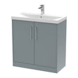Hudson Reed Juno 800mm Coastal Grey Floor Standing 2-Door Vanity Unit with 1 Tap Hole Basin