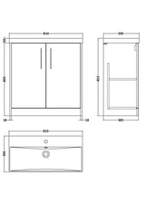Hudson Reed Juno 800mm Coastal Grey Floor Standing 2-Door Vanity Unit with 1 Tap Hole Basin
