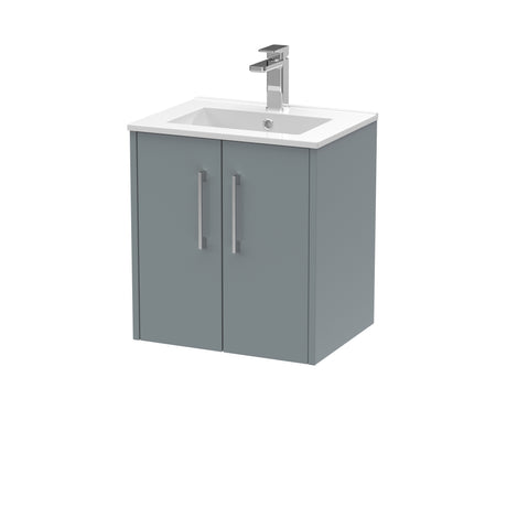 Hudson Reed Juno 500mm Coastal Grey Wall Hung 2-Door Vanity Unit with 1 Tap Hole Basin