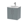 Hudson Reed Juno 500mm Coastal Grey Wall Hung 2-Door Vanity Unit with 1 Tap Hole Basin