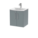 Hudson Reed Juno 500mm Coastal Grey Wall Hung 2-Door Vanity Unit with 1 Tap Hole Basin