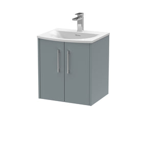 Hudson Reed Juno 500mm Coastal Grey Wall Hung 2-Door Vanity Unit with 1 Tap Hole Basin