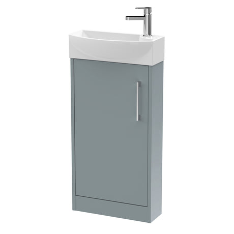 Hudson Reed Juno Compact 450mm Left Hand Floor Standing Single Door Vanity Unit with 1 Tap Hole Basin