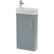 Hudson Reed Juno Compact 450mm Coastal Grey Floor Standing Single Door Vanity Unit with 1 Tap Hole Basin Right Hand