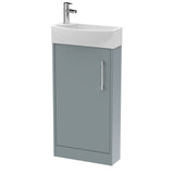 Hudson Reed Juno Compact 450mm Coastal Grey Floor Standing Single Door Vanity Unit with 1 Tap Hole Basin Right Hand