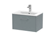 Hudson Reed Juno 600mm Coastal Grey Wall Hung Single Drawer Vanity Unit With Basin