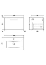 Hudson Reed Juno 600mm Coastal Grey Wall Hung Single Drawer Vanity Unit With Basin