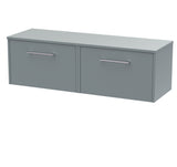 Hudson Reed Juno 1200mm Coastal Grey Wall Hung 2-Drawer Vanity Unit With Worktop