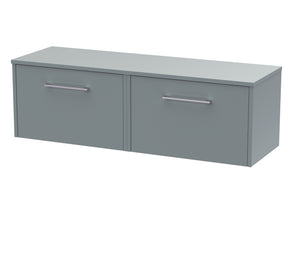 Hudson Reed Juno 1200mm Coastal Grey Wall Hung 2-Drawer Vanity Unit With Worktop