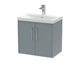 Hudson Reed Juno 600mm Coastal Grey Wall Hung 2-Door Vanity Unit with Basin and 1 Tap Hole