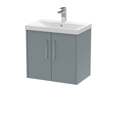 Hudson Reed Juno 600mm Coastal Grey Wall Hung 2-Door Vanity Unit with Basin and 1 Tap Hole