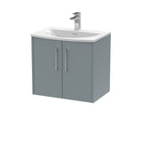 Hudson Reed Juno 600mm Coastal Grey Wall Hung 2-Door Vanity Unit with 1 Tap Hole Basin
