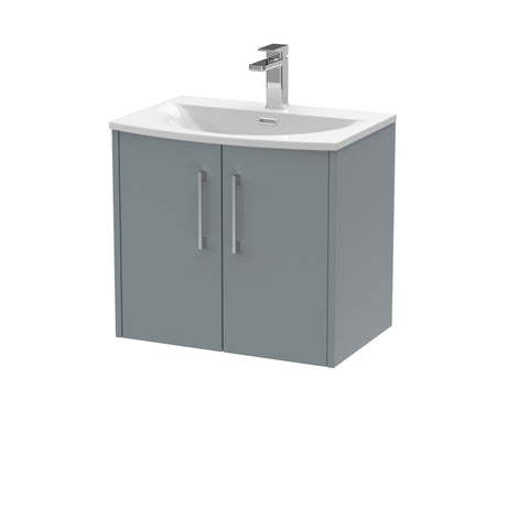 Hudson Reed Juno 600mm Coastal Grey Wall Hung 2-Door Vanity Unit with 1 Tap Hole Basin