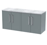 Hudson Reed Juno 1200mm Coastal Grey Wall Hung Soft Close 2-Door Vanity Unit With Laminate Worktop