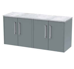 Hudson Reed Juno 1200mm Coastal Grey Wall Hung Soft Close 2-Door Vanity Unit With Laminate Worktop