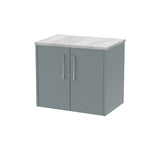 Hudson Reed Juno 600mm Coastal Grey Wall Hung 2-Door Vanity Unit With Laminate Top