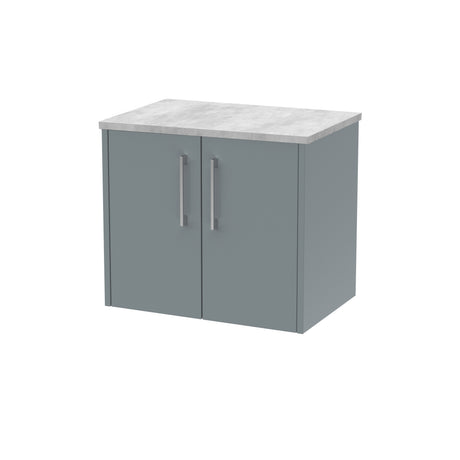 Hudson Reed Juno 600mm Coastal Grey Wall Hung 2-Door Vanity Unit With Laminate Top