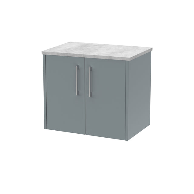 Hudson Reed Juno 600mm Coastal Grey Wall Hung 2-Door Vanity Unit With Laminate Top