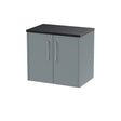 Hudson Reed Juno 600mm Wall Hung 2-Door Coastal Grey Vanity Unit With Laminate Worktop