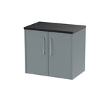 Hudson Reed Juno 600mm Wall Hung 2-Door Coastal Grey Vanity Unit With Laminate Worktop