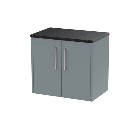 Hudson Reed Juno 600mm Wall Hung 2-Door Coastal Grey Vanity Unit With Laminate Worktop