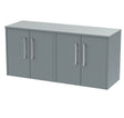Hudson Reed Juno 1205mm Coastal Grey 2-Door Wall Hung Vanity Unit With Worktop