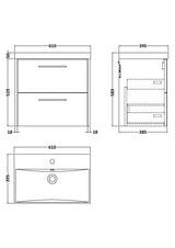 Hudson Reed Juno 600mm Coastal Grey Wall Hung 2-Drawer Soft Close Vanity Unit With 1 Tap Hole Basin
