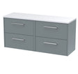 Hudson Reed Juno 1200mm Coastal Grey Wall Hung 4-Drawer Vanity Unit With Laminate Worktop