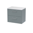 Hudson Reed Juno 600mm Wall Hung Coastal Grey 2-Drawer Vanity Unit With Laminate Top