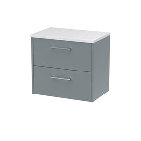 Hudson Reed Juno 600mm Wall Hung Coastal Grey 2-Drawer Vanity Unit With Laminate Top