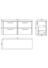 Hudson Reed Juno 1200mm Wall Hung 4-Drawer Vanity Unit With Worktop