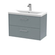 Hudson Reed Juno 800mm Coastal Grey Wall Hung 2-Drawer Vanity Unit With 1 Tap Hole Basin