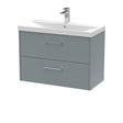 Hudson Reed Juno 800mm Coastal Grey Wall Hung 2-Drawer Vanity Unit & 1 Tap Hole Basin
