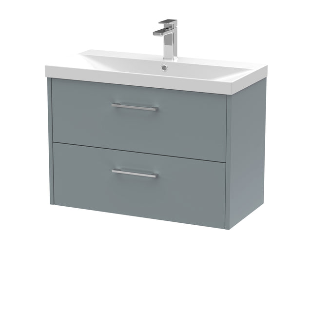 Hudson Reed Juno 800mm Coastal Grey Wall Hung 2-Drawer Vanity Unit & 1 Tap Hole Basin