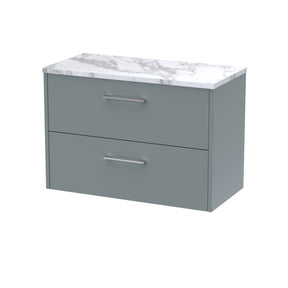 Hudson Reed Juno 800mm Coastal Grey Wall Hung 2-Drawer Vanity Unit With Laminate Worktop