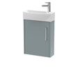 Hudson Reed Juno Compact 440mm Coastal Grey Wall Hung Single Door Vanity Unit with 1 Tap Hole Left Hand Basin