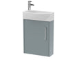 Hudson Reed Juno Compact 440mm Wall Hung Single Door Basin Unit 1 Tap Hole Right Hand Soft Close