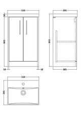 Hudson Reed Juno 500mm Floor Standing 2 Door Vanity Basin Unit