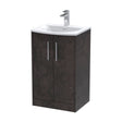 Hudson Reed Juno 510mm Metallic Slate Floor Standing 2 Door Vanity Basin Unit With Handles