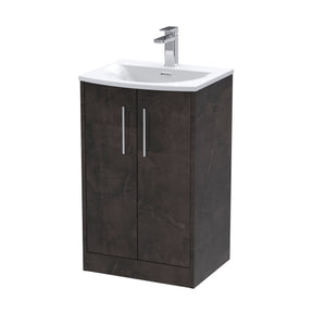 Hudson Reed Juno 510mm Metallic Slate Floor Standing 2 Door Vanity Basin Unit With Handles