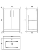 Hudson Reed Juno 600mm Floor Standing 2 Door Vanity Unit with Basin