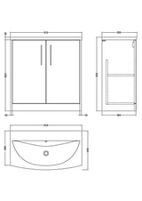 Hudson Reed Juno 800mm Floor Standing Vanity Unit With Basin