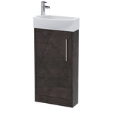 Hudson Reed Juno Compact 450mm Metallic Slate Floor Standing 1 Door Basin Unit With 1 Tap Hole Right Hand