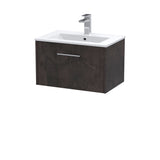 Hudson Reed Juno 600mm Wall Hung Metallic Slate 1 Drawer Vanity Unit with Basin