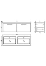 Hudson Reed Juno 1200mm Wall Hung 2 Drawer Vanity Unit with Double Basin