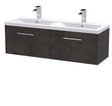 Hudson Reed Juno 1200mm Wall Hung 2 Drawer Vanity Unit & Double Basin With Handles