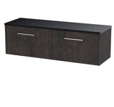 Hudson Reed Juno 1200mm Metallic Slate Wall Hung 2-Drawer Vanity Unit With Laminate Worktop
