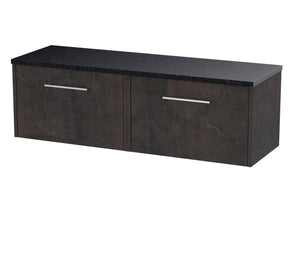 Hudson Reed Juno 1200mm Metallic Slate Wall Hung 2-Drawer Vanity Unit With Laminate Worktop