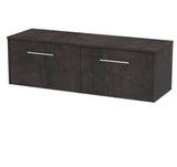 Hudson Reed Juno 1205mm Metallic Slate Wall Hung 2 Drawer Vanity Unit With Worktop