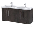 Hudson Reed Juno 1200mm Metallic Slate Wall Hung 4 Door Double Basin Vanity Unit with 2 Tap Holes